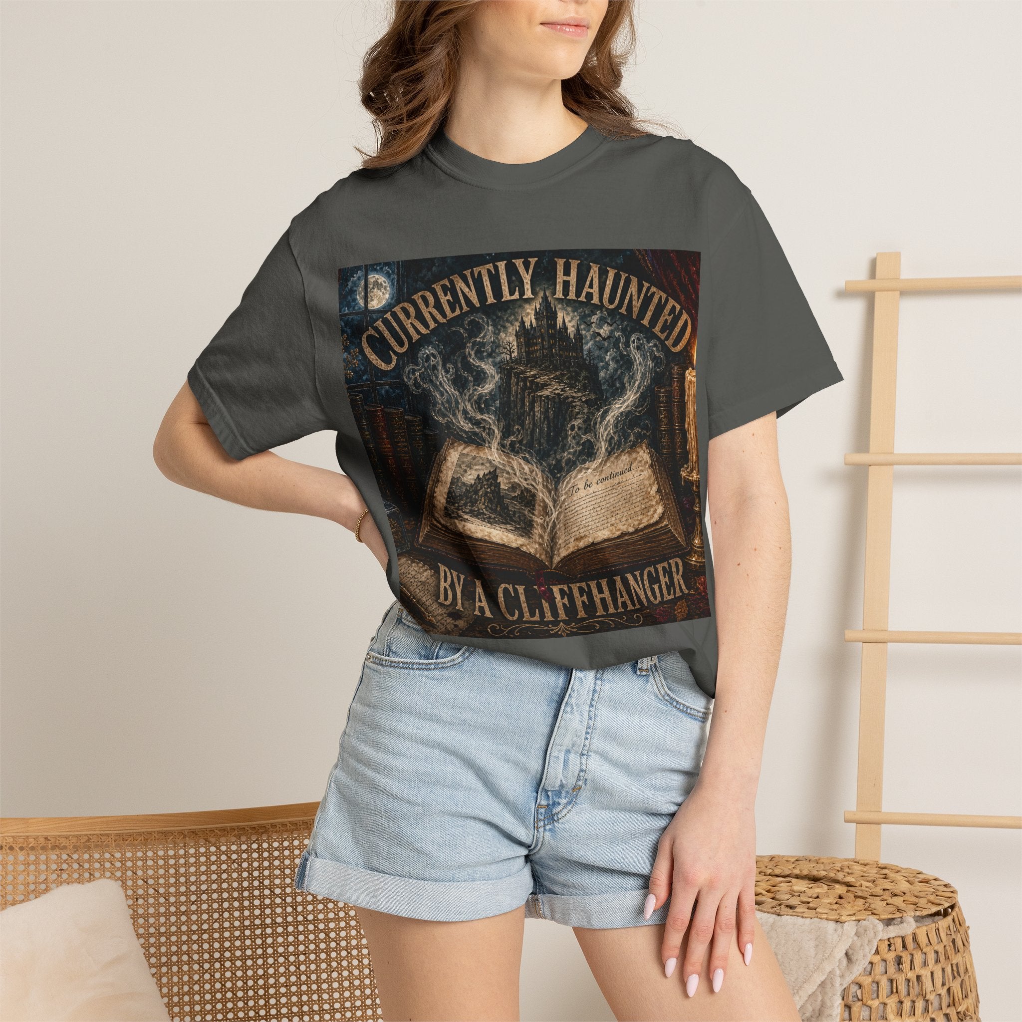 Currently Haunted by a Cliffhanger Comfort Colors Tee — Spooky Reader Shirt