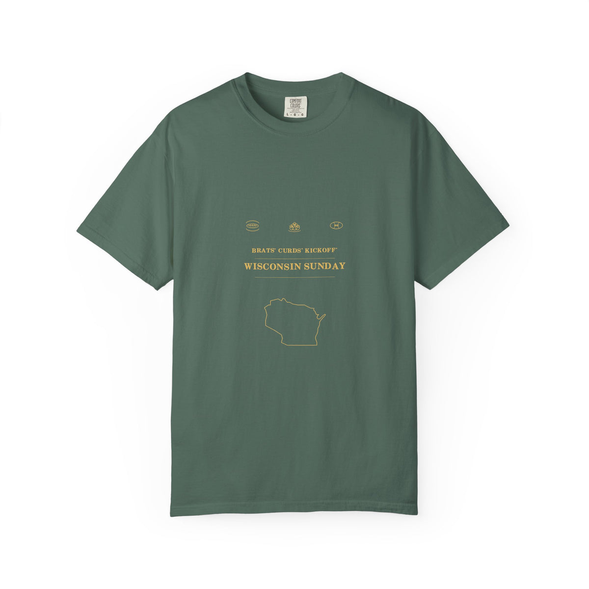 Brats. Curds. Kickoff. Wisconsin Sunday Comfort Colors Tee