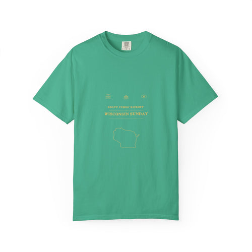 Brats. Curds. Kickoff. Wisconsin Sunday Comfort Colors Tee