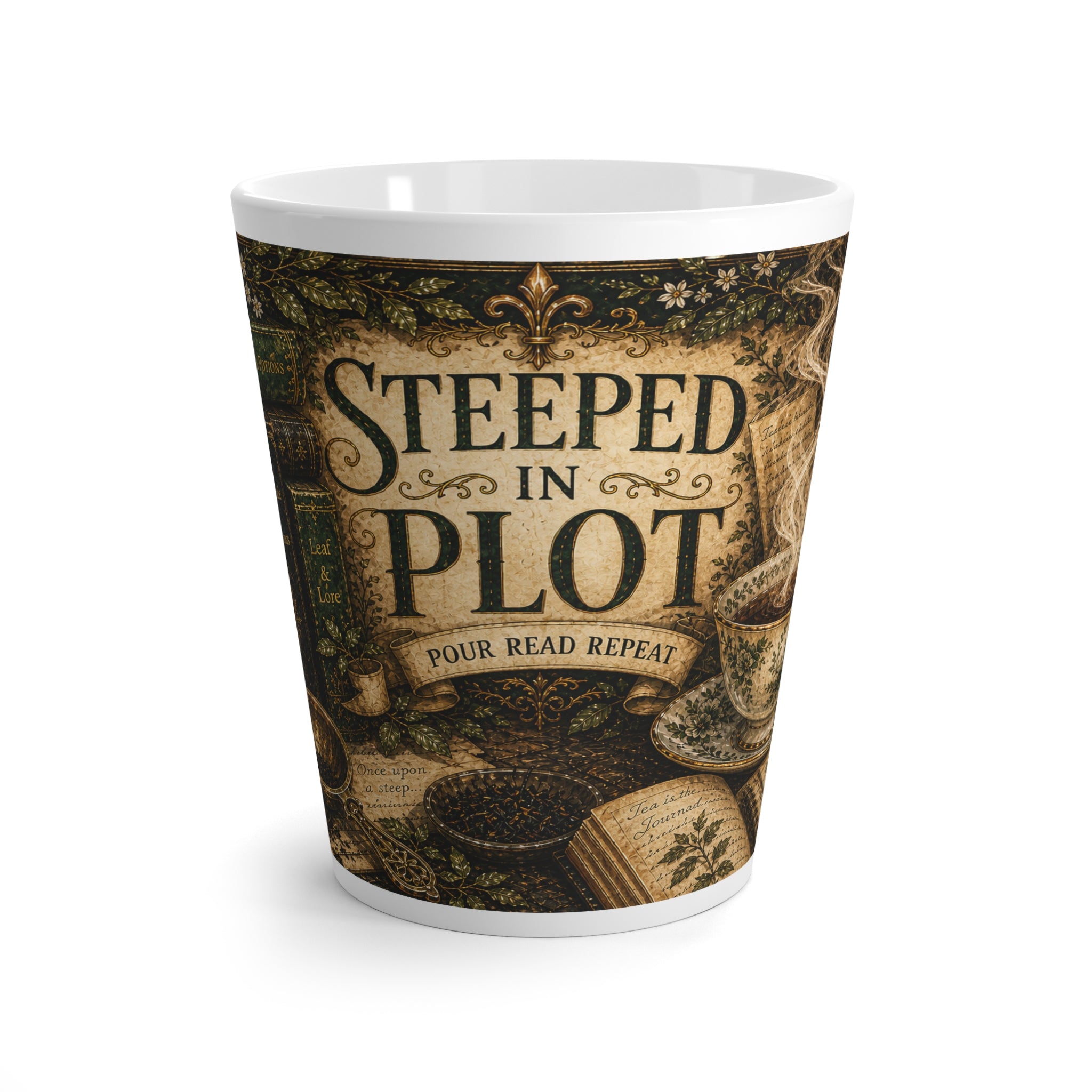 Steeped in Plot Ceramic Mug — Bookish Tea Coffee Cup
