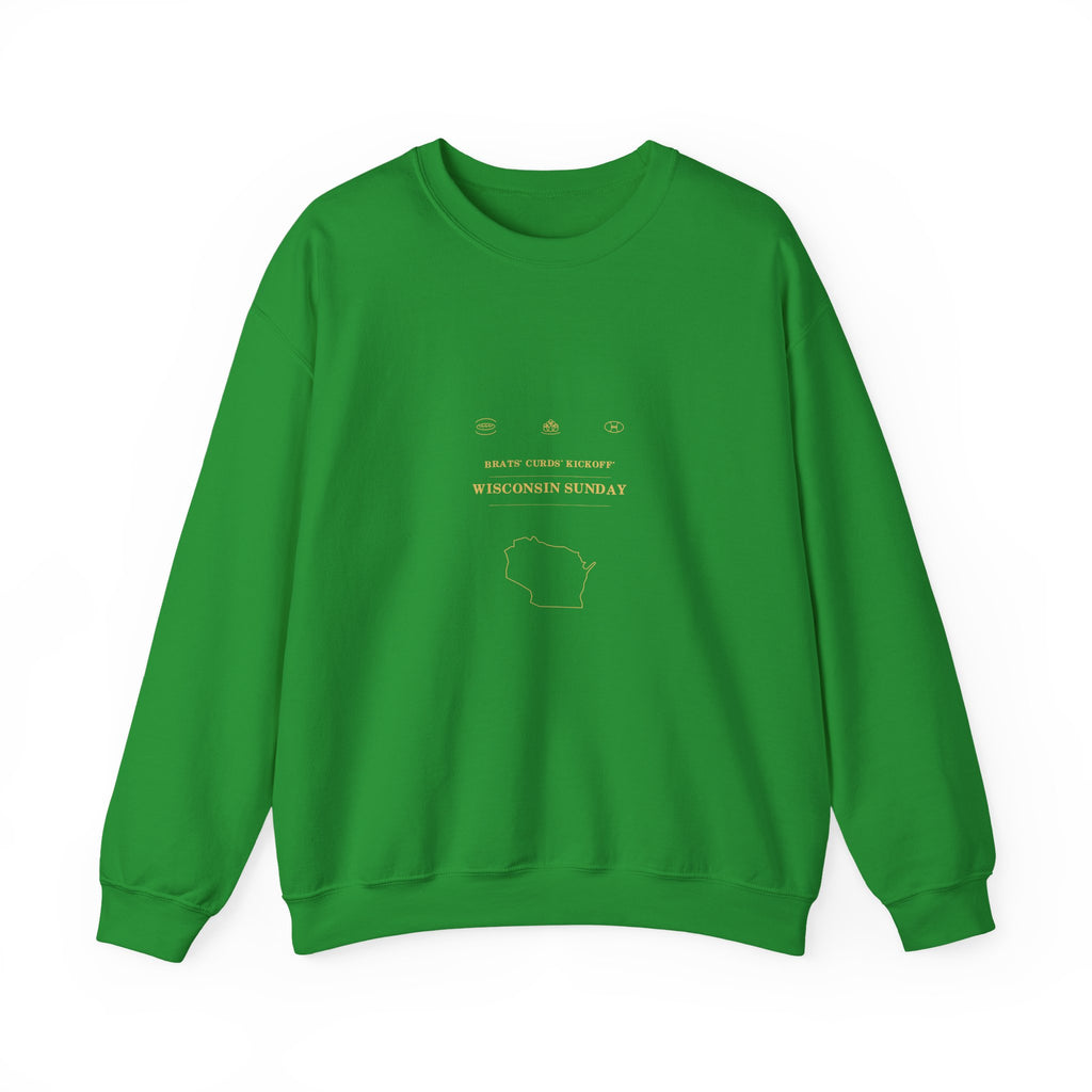 Brats. Curds. Kickoff. Wisconsin Sunday Crewneck Sweatshirt