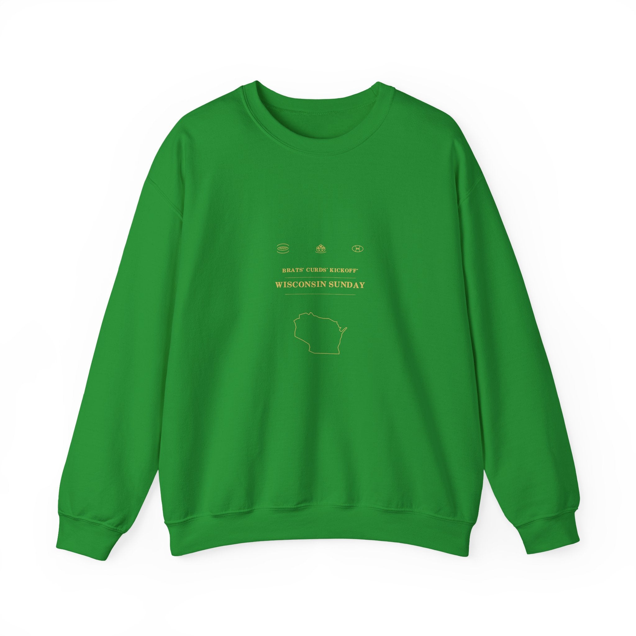 Brats. Curds. Kickoff. Wisconsin Sunday Crewneck Sweatshirt