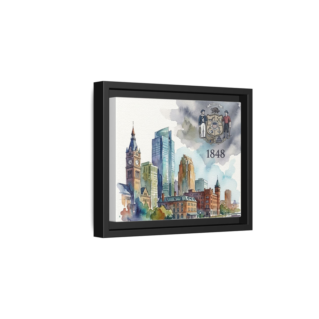 Wisconsin 1848 Milwaukee Skyline Framed Canvas