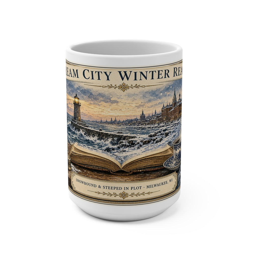 Cream City Winter Reader Snowbound & Steeped in Plot Ceramic Mug (15oz)