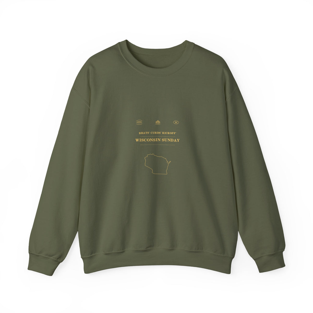 Brats. Curds. Kickoff. Wisconsin Sunday Crewneck Sweatshirt