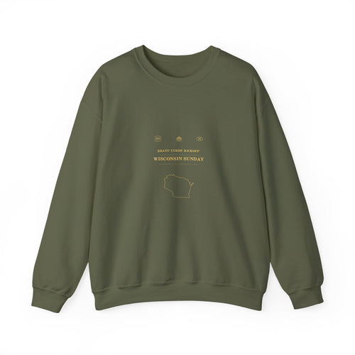 Brats. Curds. Kickoff. Wisconsin Sunday Crewneck Sweatshirt