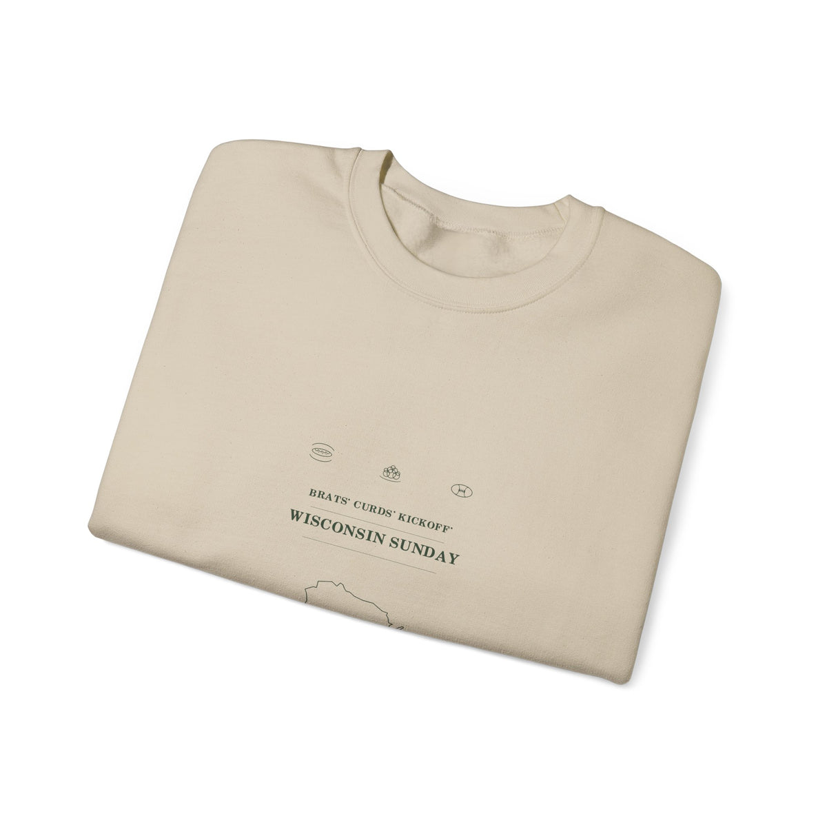 Brats. Curds. Kickoff. Wisconsin Sunday Crewneck Sweatshirt