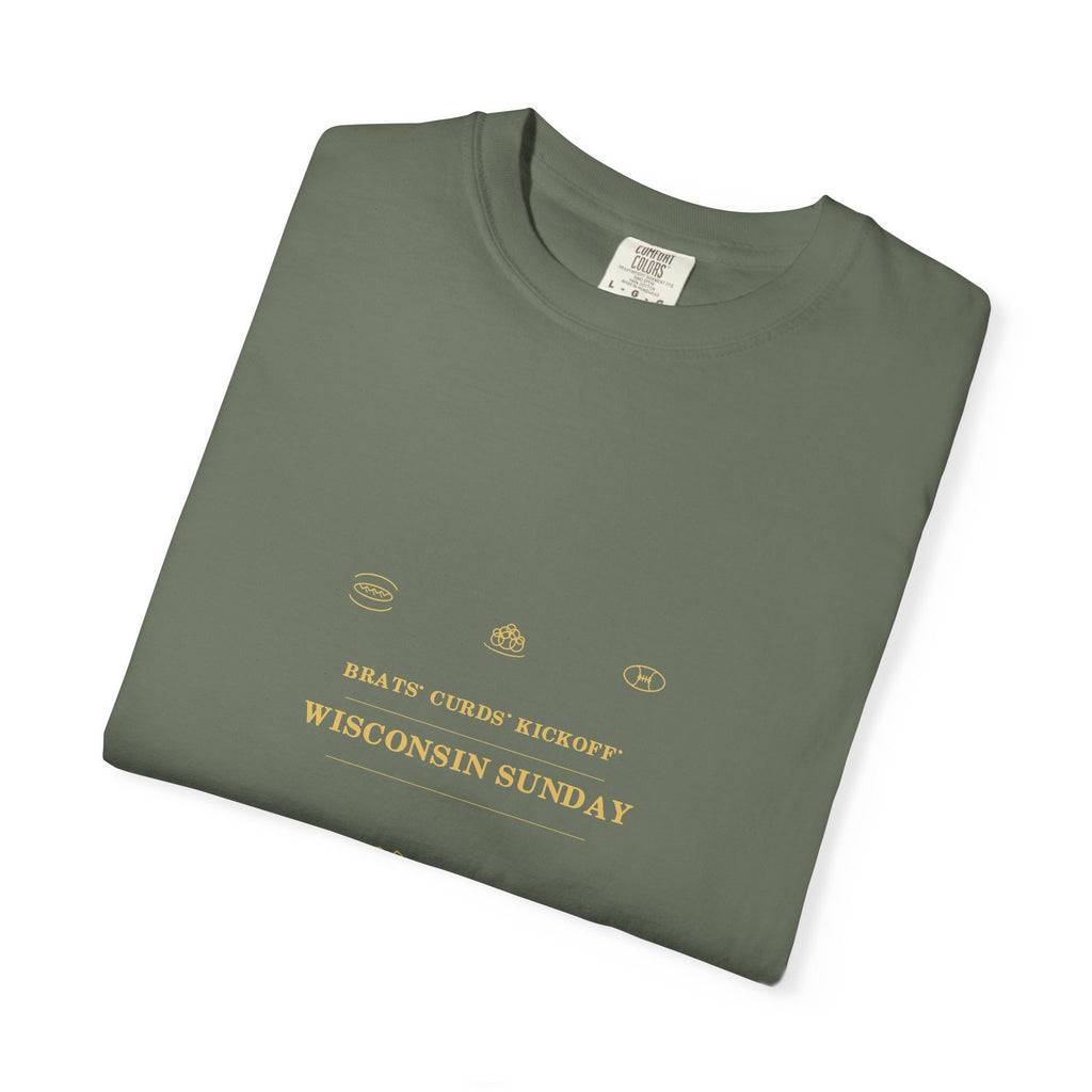 Brats. Curds. Kickoff. Wisconsin Sunday Comfort Colors Tee