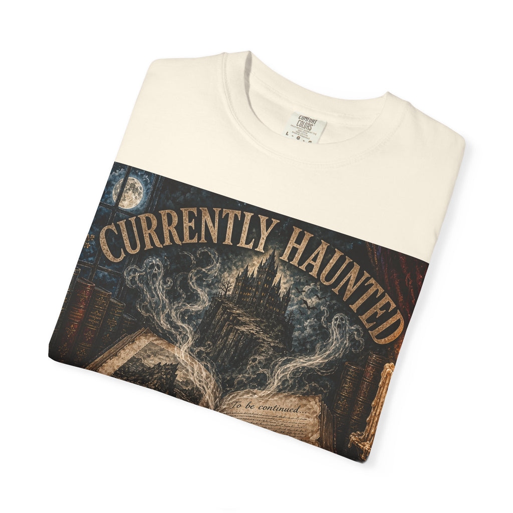Currently Haunted by a Cliffhanger Comfort Colors Tee — Spooky Reader Shirt