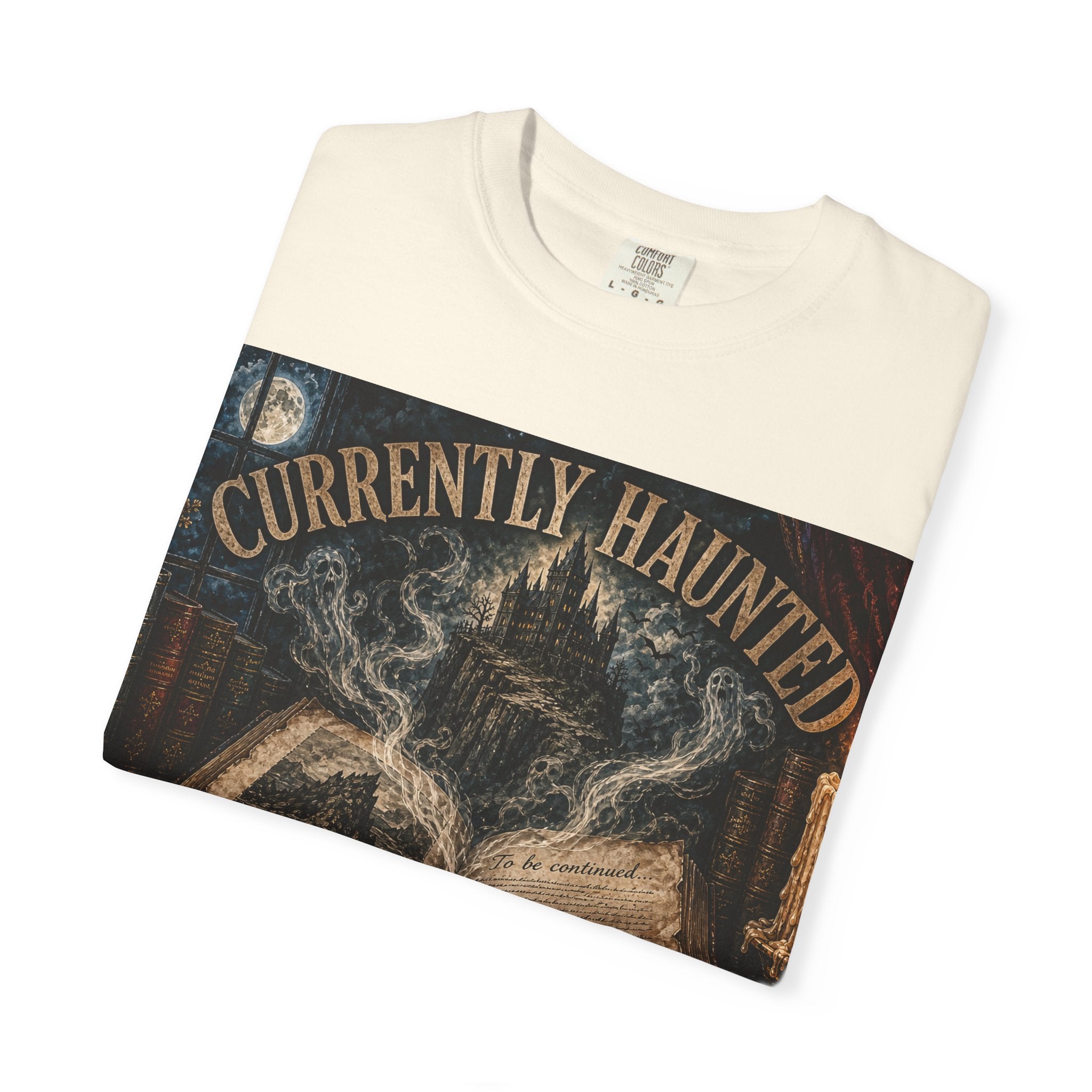 Currently Haunted by a Cliffhanger Comfort Colors Tee — Spooky Reader Shirt