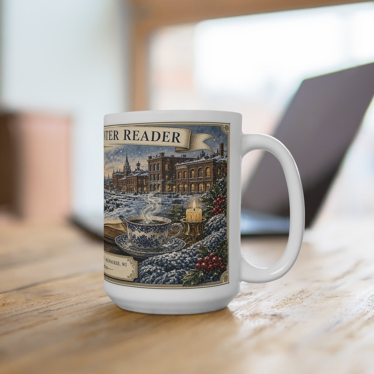 Cream City Winter Reader Snowbound & Steeped in Plot Ceramic Mug (15oz)