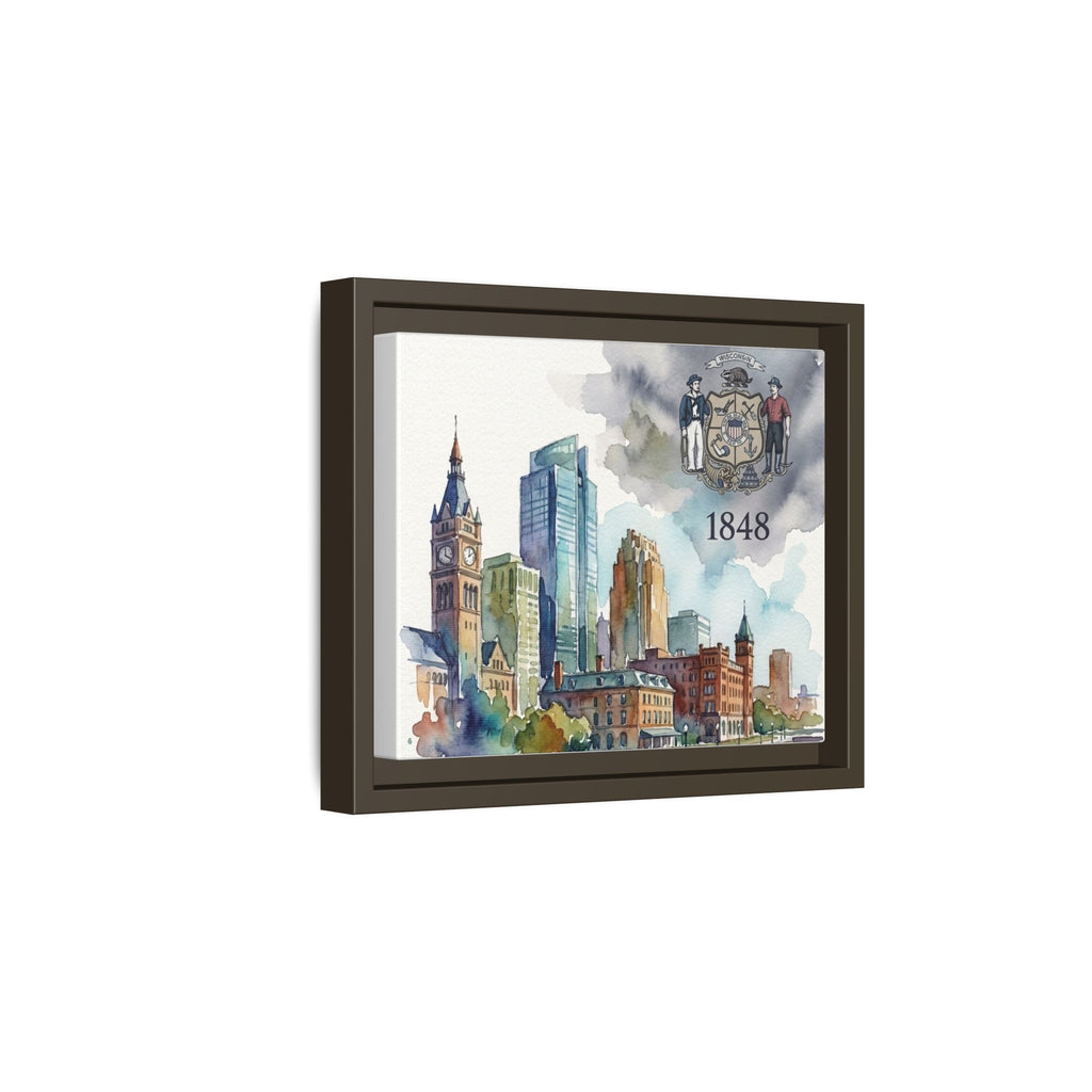 Wisconsin 1848 Milwaukee Skyline Framed Canvas