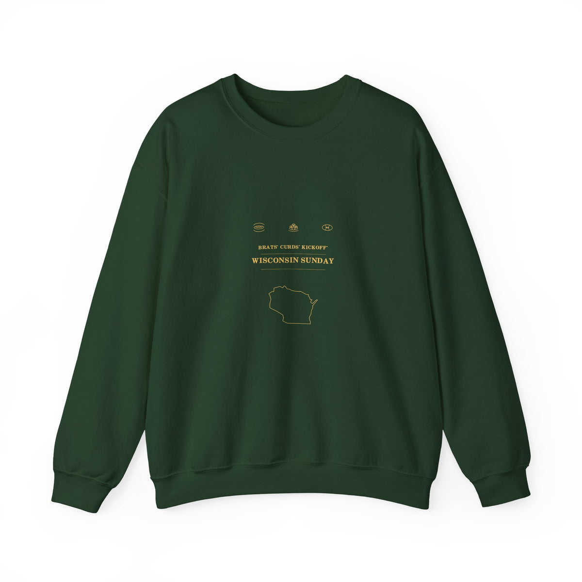 Brats. Curds. Kickoff. Wisconsin Sunday Crewneck Sweatshirt