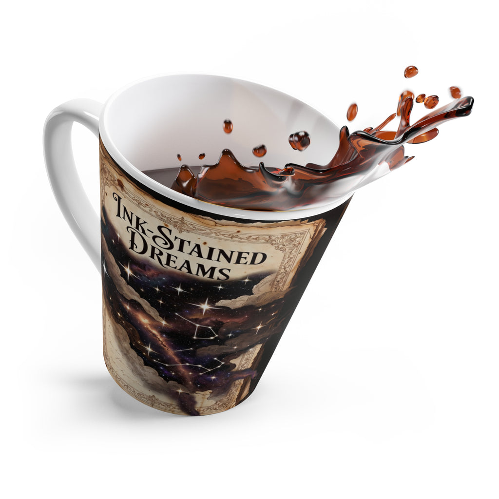 Latte Mug — "Ink-Stained Dreams" Galaxy Book Art Ceramic Mug