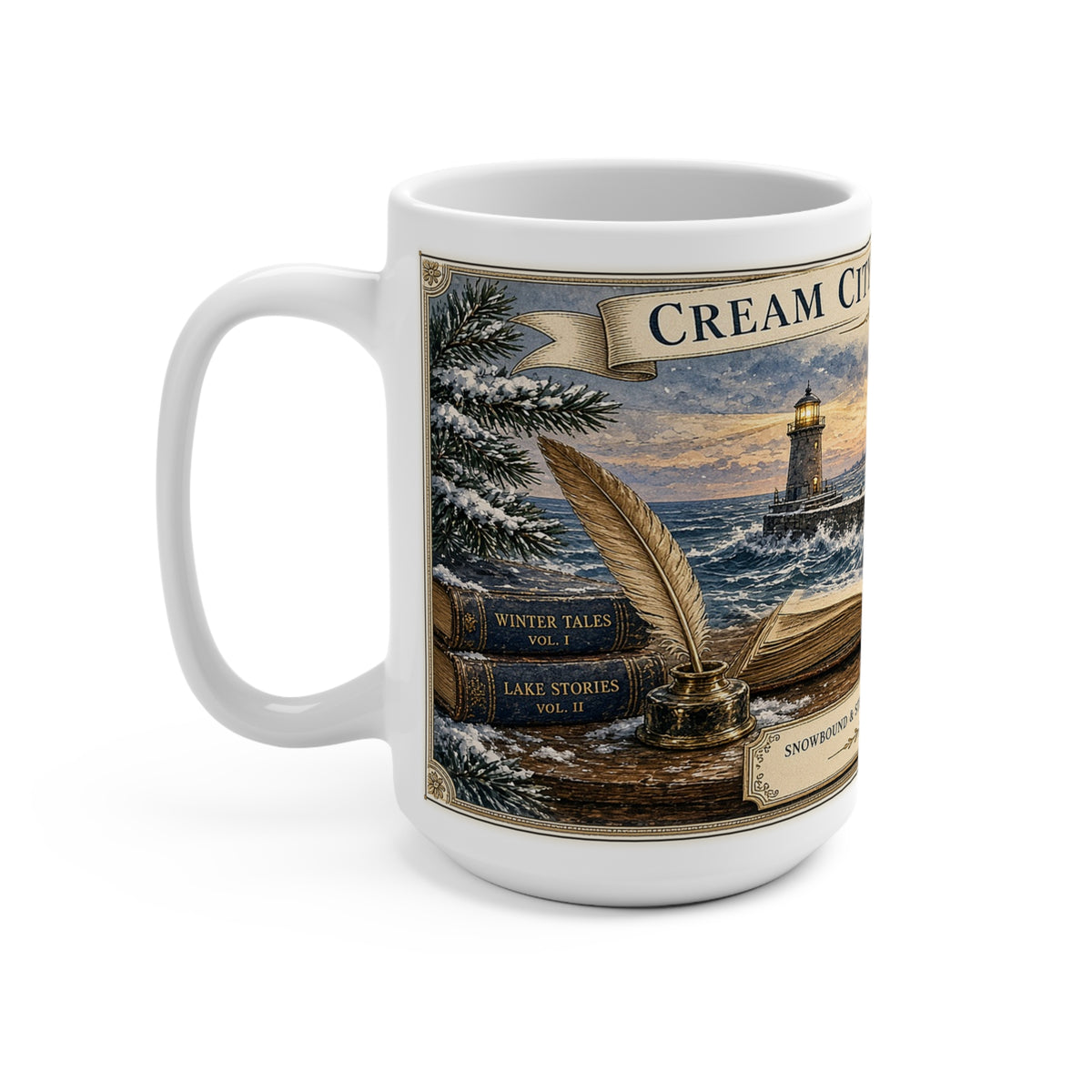 Cream City Winter Reader Snowbound & Steeped in Plot Ceramic Mug (15oz)