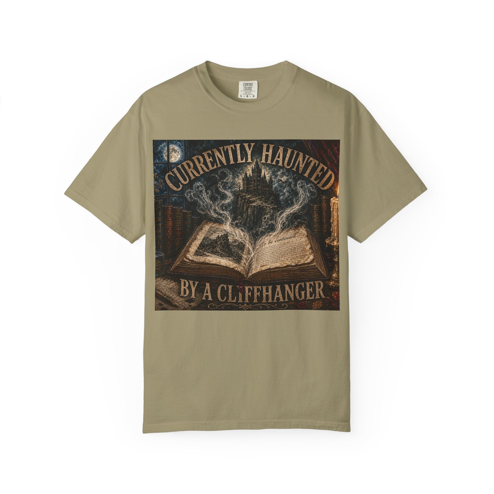 Currently Haunted by a Cliffhanger Comfort Colors Tee — Spooky Reader Shirt