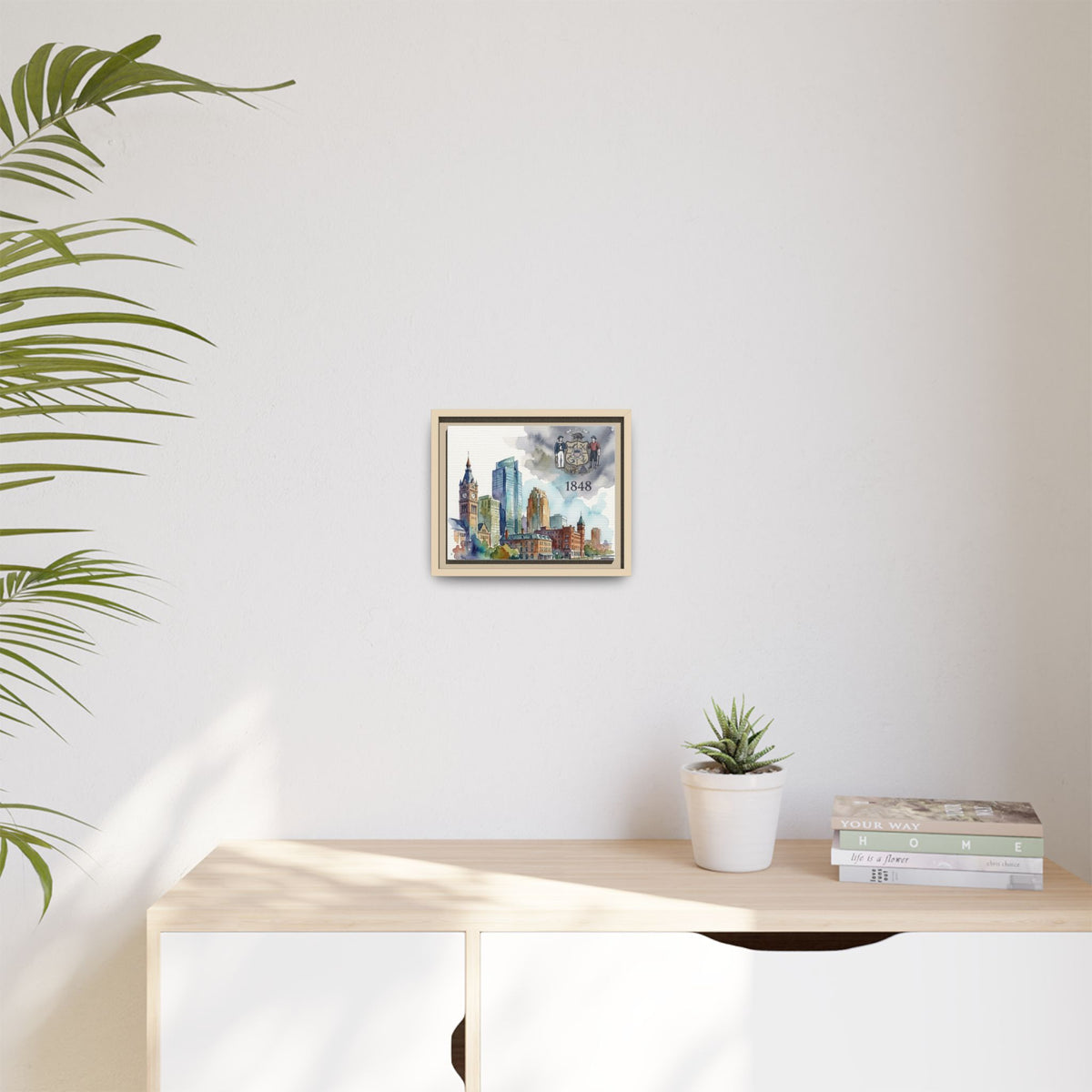 Wisconsin 1848 Milwaukee Skyline Framed Canvas