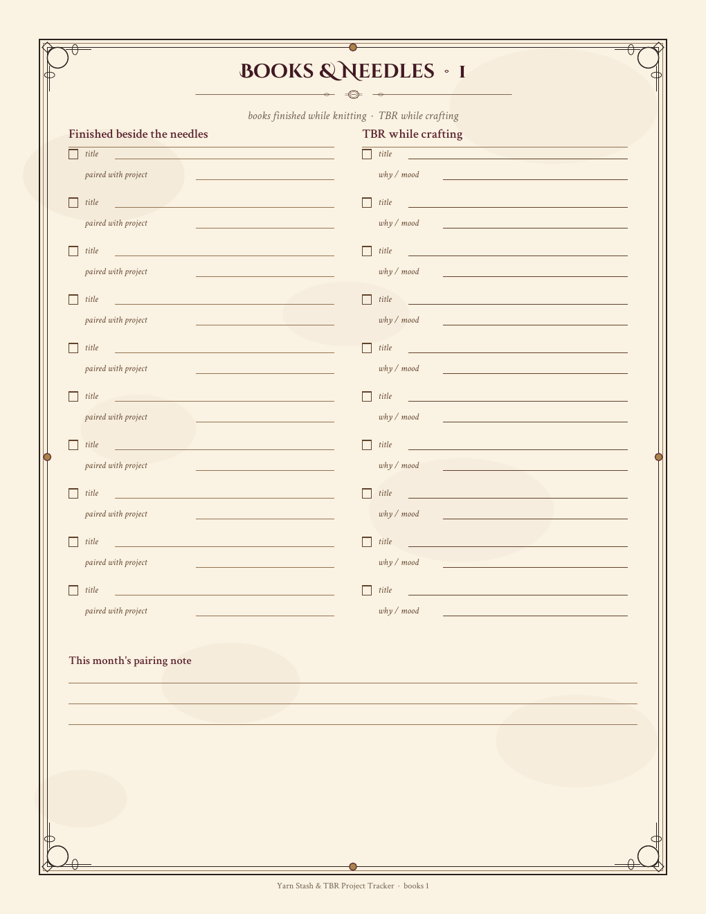 TBR and books-read tracking page