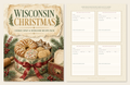 Wisconsin Christmas Cookie Swap and Heirloom Recipe Card Pack cover and recipe cards preview: painted almond kringle, stamped shortbread, gingerbread stars, cookie tin, and recipe box.