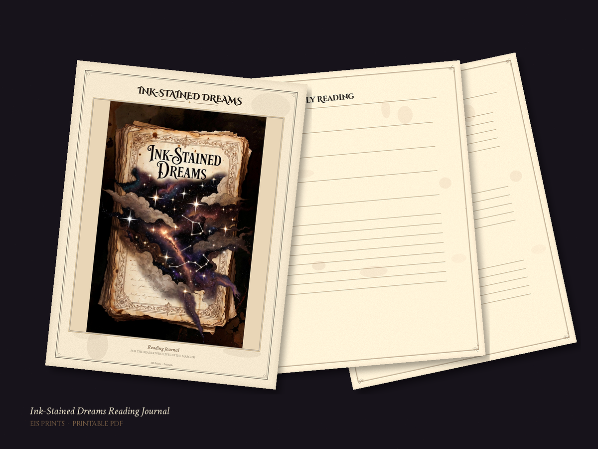 Mockup of the printable PDF pages shown on a desk