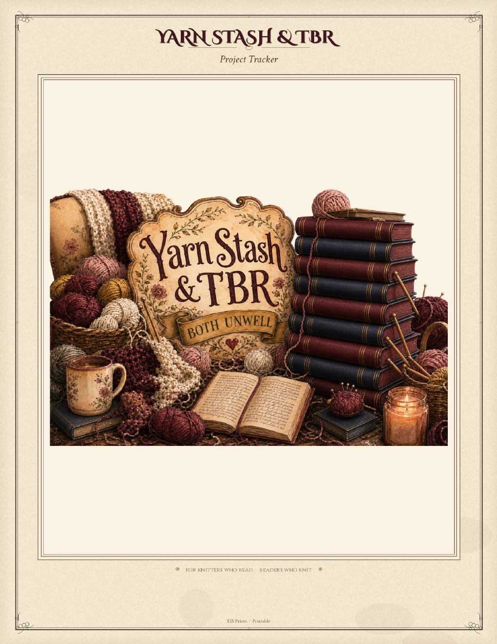 Tracker page preview: yarn stash log layout